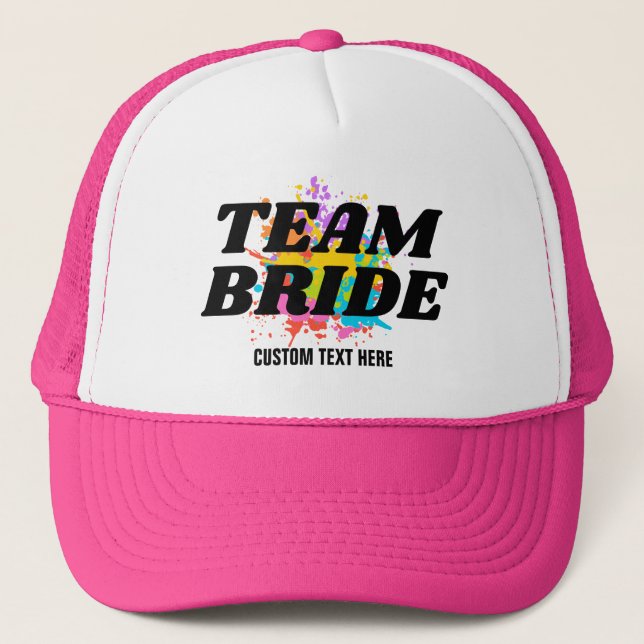 Team Bride Custom Bachelorette Bridal Party Favors Trucker Hat (Front)
