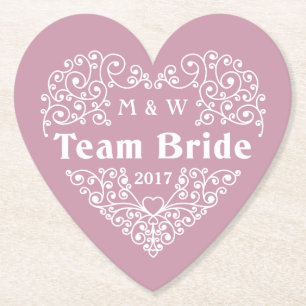 Team Bride custom monograms & year paper coasters