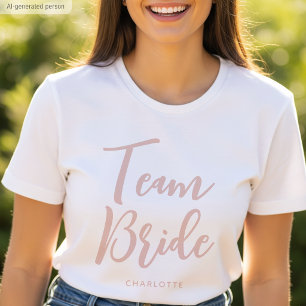 Team Bride Custom Name Wedding Dusty Pink T-Shirt