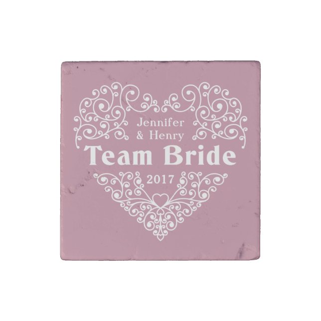 Team Bride custom names & year wedding magnet (Front)