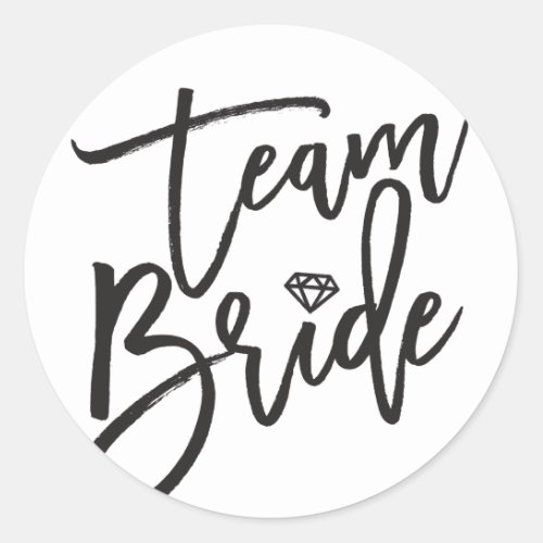 Team Bride Diamond Bridal Party Stylish Wedding Classic Round Sticker