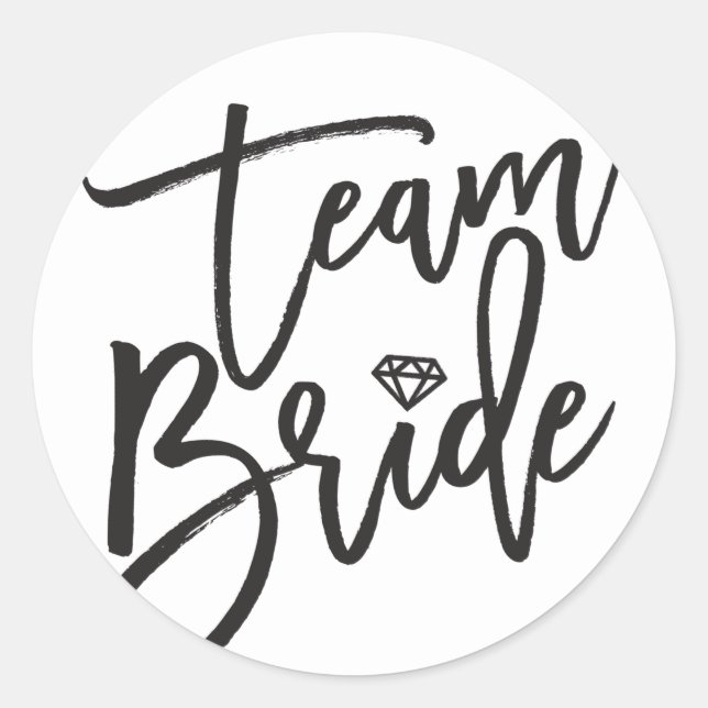 Team Bride Diamond Bridal Party Stylish Wedding Classic Round Sticker (Front)
