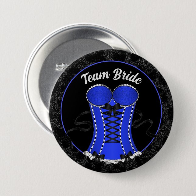Team Bride Flirty Blue Corset Button (Front & Back)