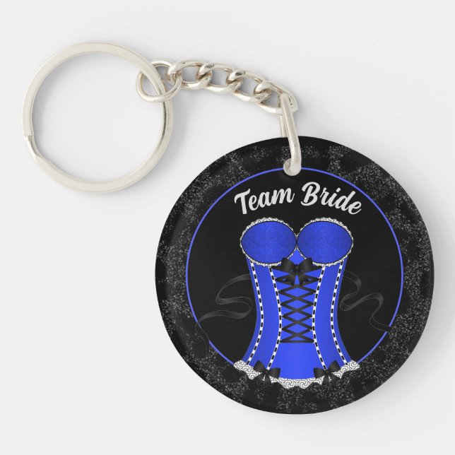 Team Bride Flirty Blue Corset Keychain (Front)