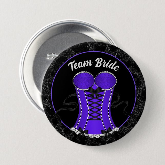 Team Bride Flirty Purple Corset Button (Front & Back)