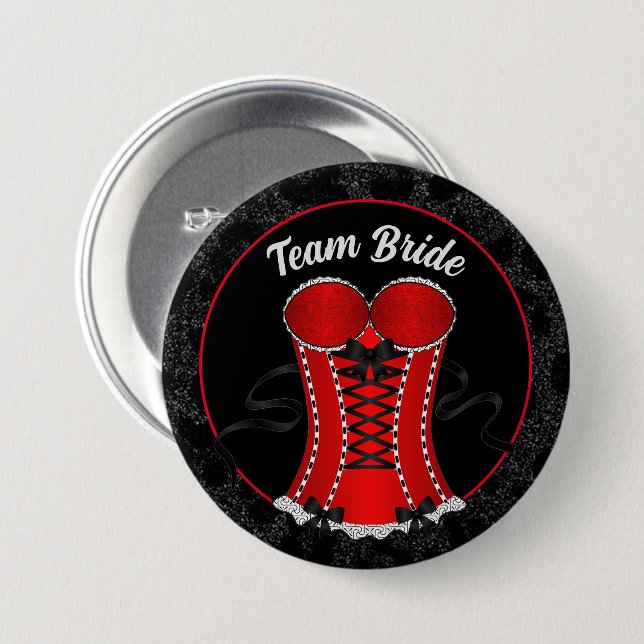 Team Bride Flirty Red Corset Button (Front & Back)