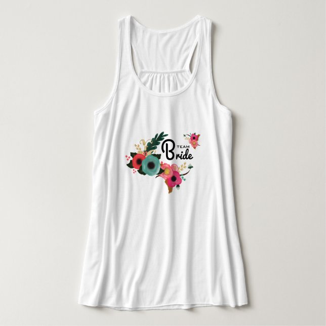 Team Bride. Floral Bachelorette Party  Tank Top (Design Front)