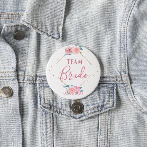 TEAM BRIDE FLORAL  BUTTON