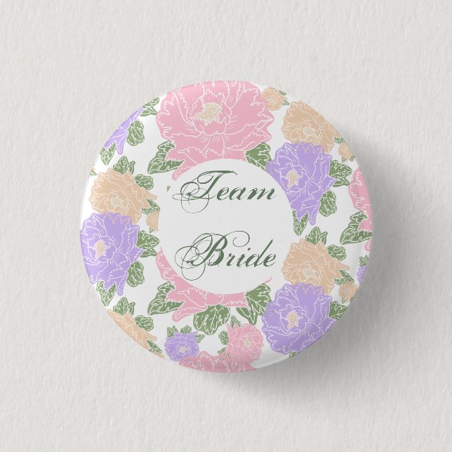 Team Bride, floral Button (Front)