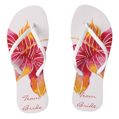 Team Bride  Floral Hawaiian Flip Flops