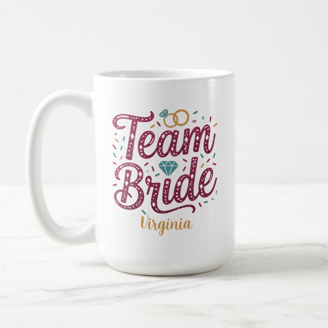 Team Bride Glitter Bridesmaid Favor Coffee Mug (Left)