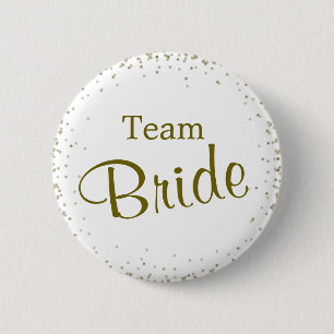Team Bride Gold Confetti Pinback Button