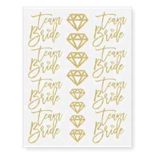 Team Bride Gold Diamond Bridal Party Temp Tattoo