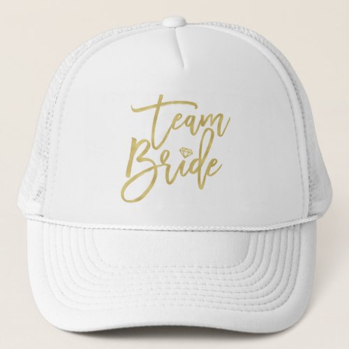 Team Bride Gold Diamond Bridal Party Wedding Cap