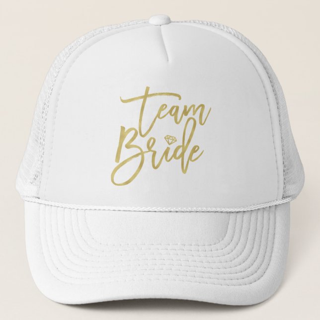 Team Bride Gold Diamond Bridal Party Wedding Cap (Front)