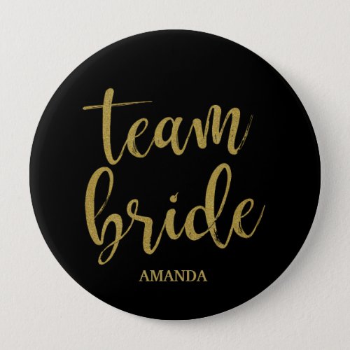 Team Bride Gold Glitter Bridesmaid Bachelorette Button