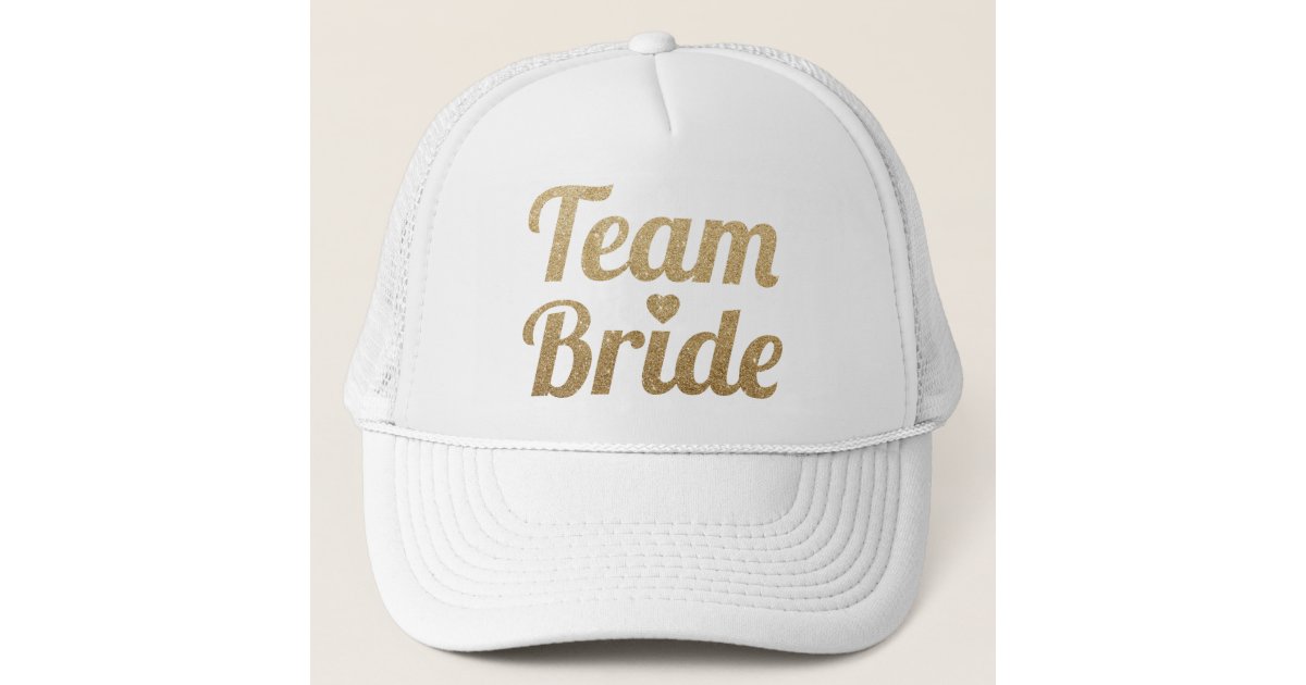 Team Bride Gold Glitter White Mesh Trucker Hat Cap | Zazzle