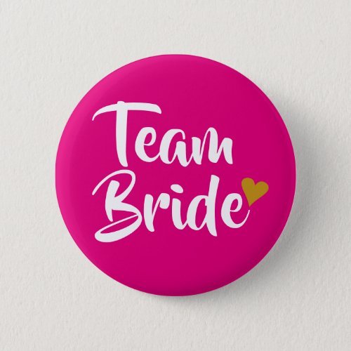 Team Bride Gold Heart Button