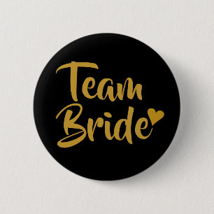 Team Bride Gold Heart Button