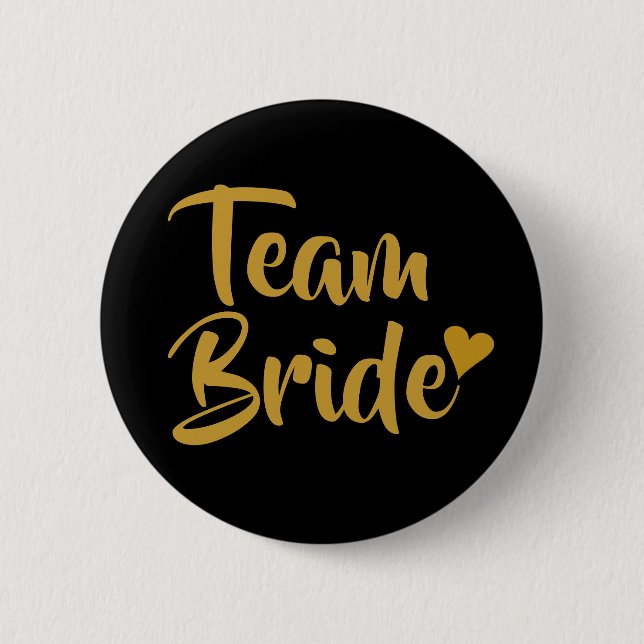 Team Bride Gold Heart Button (Front)