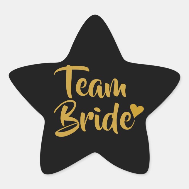 Team Bride Gold Heart Star Sticker (Front)