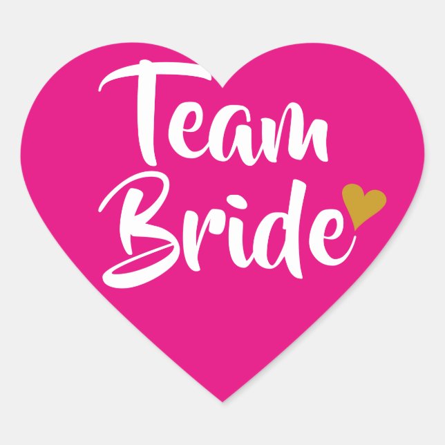 Team Bride Gold Heart Sticker (Front)