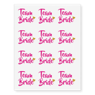 Team Bride Gold Heart Temporary Tattoos