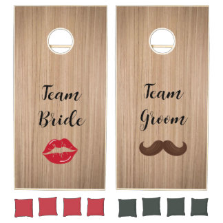 Team Bride & Groom Engagement Wedding Cornhole Set