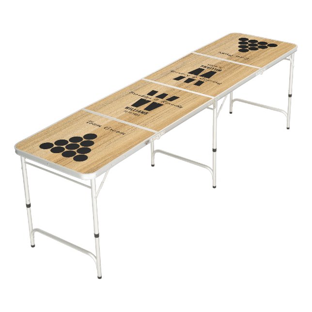 Team Bride Groom Monogram Rustic Country Wedding Beer Pong Table (Angled)