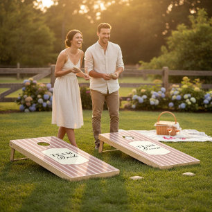 Team Bride Groom Rustic Stripes Wedding  Cornhole Set
