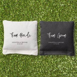 Team Bride Groom Wedding Games Monogram Cornhole Bags