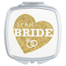 Team Bride Heart Gold Glitter Bridesmaids Shower