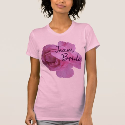 Team Bride hot Pink rose flower hen party wedding  T_Shirt