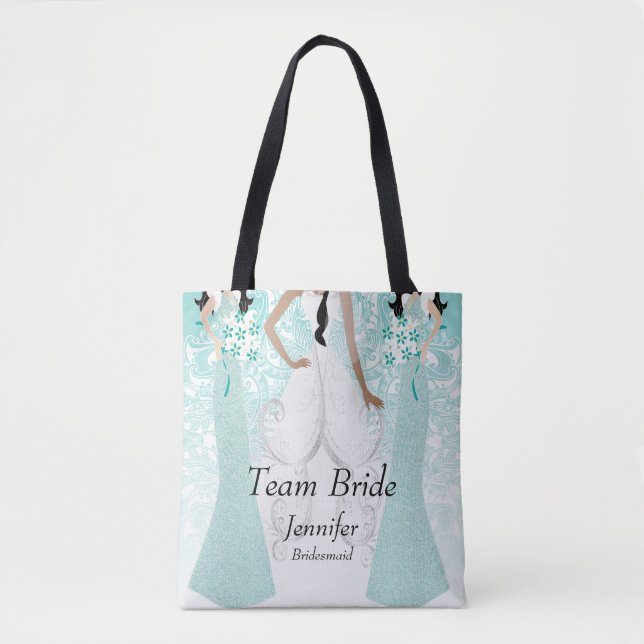 Team Bride in Teal Tote Bag (Front)