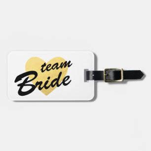 Team Bride Luggage Tag   gold heart   bridesmaid