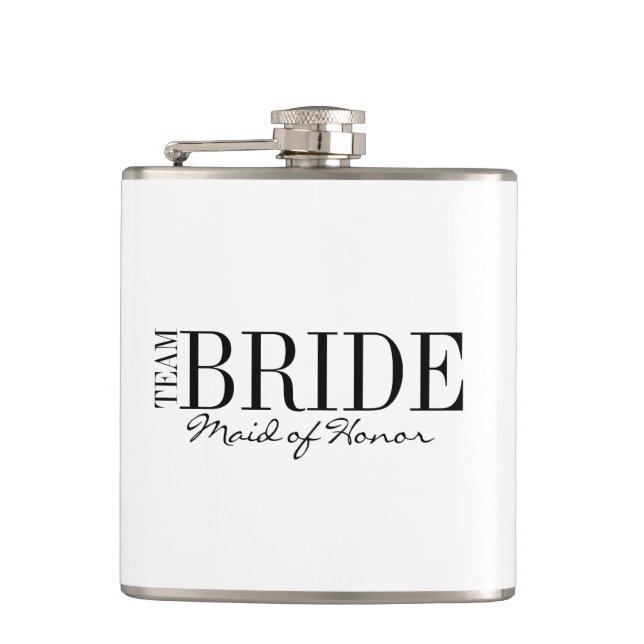 Team Bride Maid of Honor Bridal Party Flask (Front)