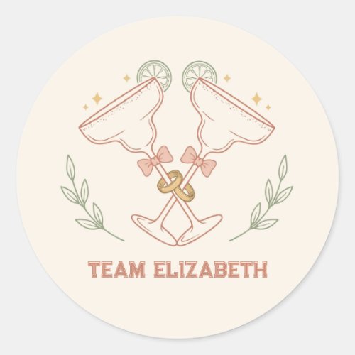 Team Bride Margs &amp; Matrimony Bachelorette Party Classic Round Sticker