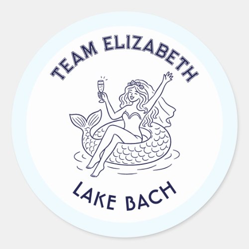 Team Bride Mermaid Lake Bach Preppy Bachelorette Classic Round Sticker