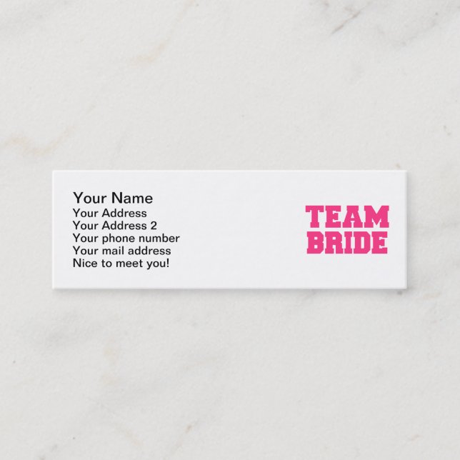 Team Bride Mini Business Card (Front)