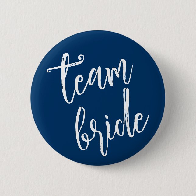 Team Bride Minimal Modern Blue Bachelerotte Party Button (Front)