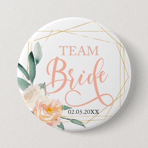 Team Bride Modern Blumen Geometrik  Button