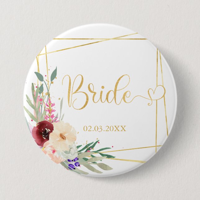 Team Bride! Modern Geometrik  Button (Front)