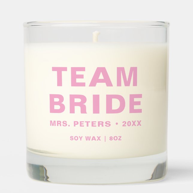 Team Bride Modern Wedding Gift Scented Candle (Front)