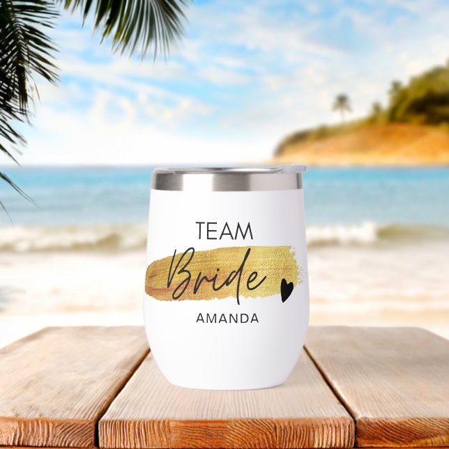 Team Bride Personalized Bachelorette Party Favor Thermal Wine Tumbler (Beach)