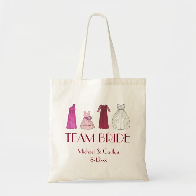 TEAM BRIDE Personalized Wedding Bridal Party Tote Bag (Front)
