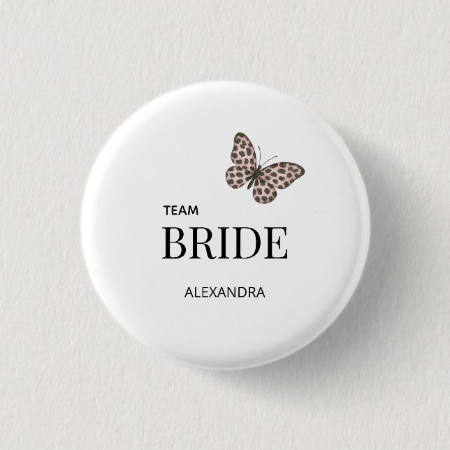 Team Bride Personalized Wedding Design Button (Front)