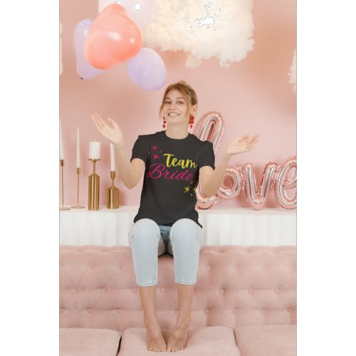 Team Bride Pink and Yellow Bride Bachelorette T_Shirt