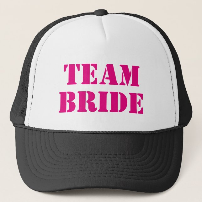 TEAM BRIDE pink bachelorette party trucker hats (Front)