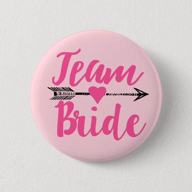 Team Bride|Pink Pinback Button (Front)