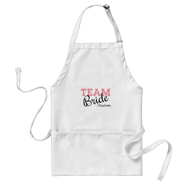 Team Bride Pink Script Adult Apron (Front)